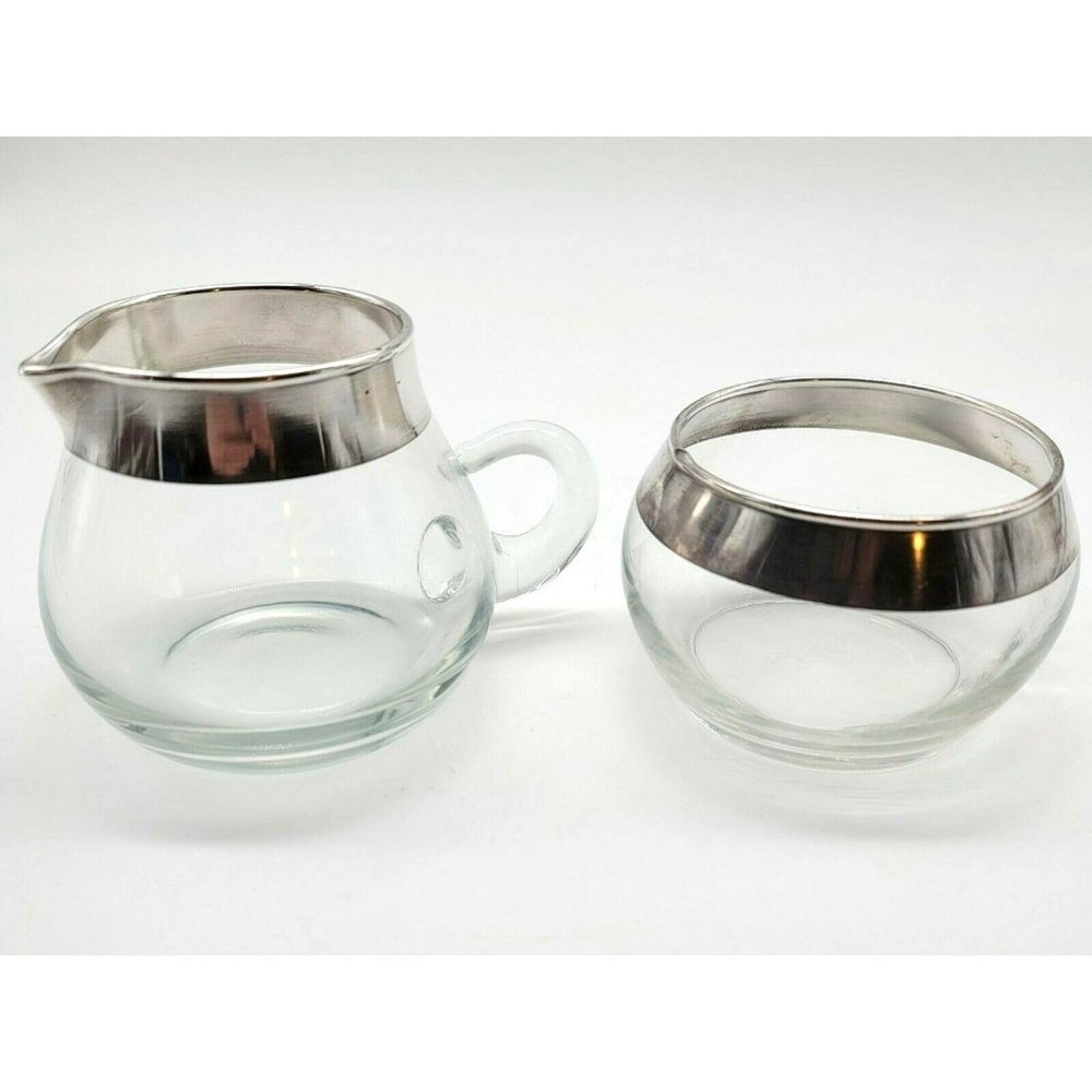 Dorothy Thorpe Sugar Creamer Set Roly-Poly Glass Mid-Century Modern DE5